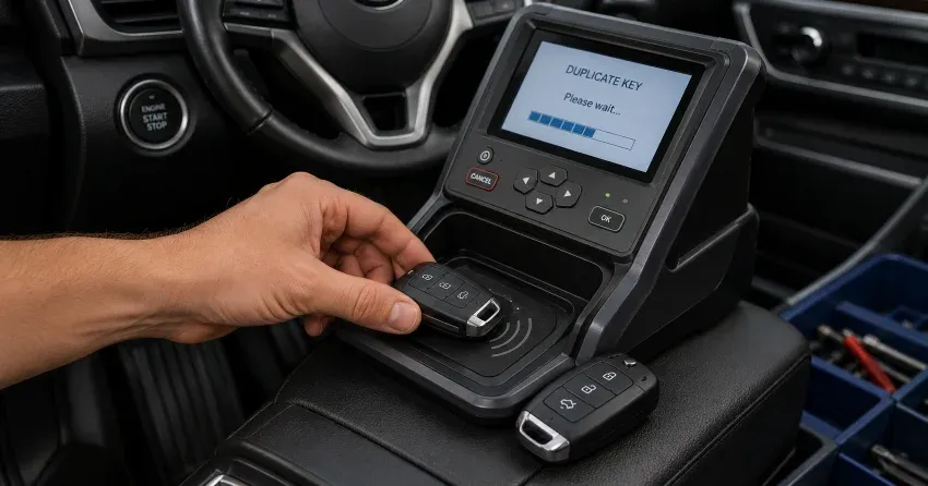 technician cloning a transponder chip key in Nelles Estates, Grimsby