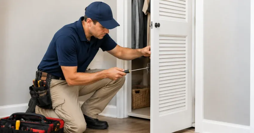 technician repairing doorbell button and wiring in Grimsby