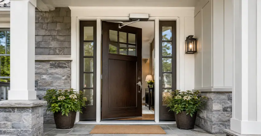 residential automatic door opener installed on exterior entry door in Grimsby