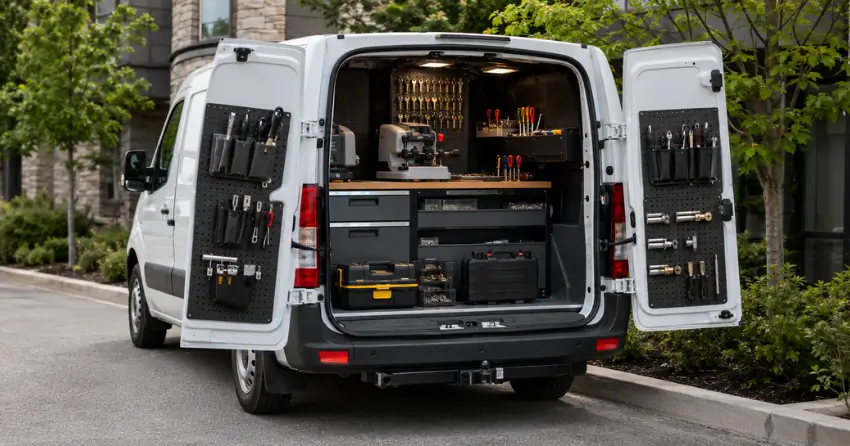 mobile locksmith service vehicle equipped with tools in Grimsby