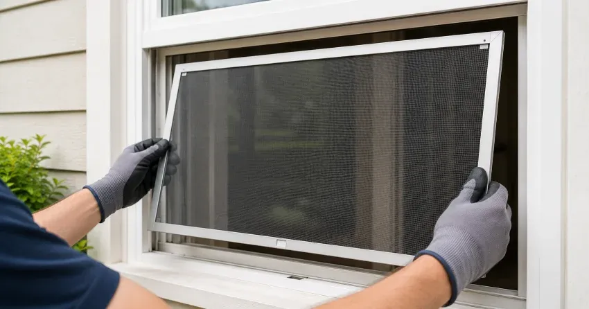technician repairing a window sash and balance system in Downtown Grimsby, Grimsby
