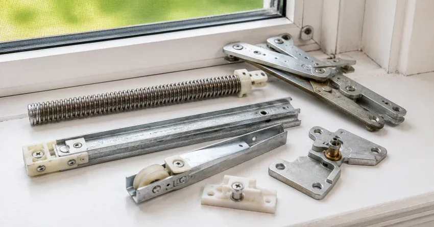 technician adjusting window sash alignment in Nelles Estates, Grimsby home
