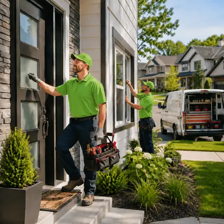 Door and window technicians at work on properties throughout the coverage area